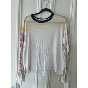 Free People We the free Gerri long sleeve white cream and pink patterned basebal